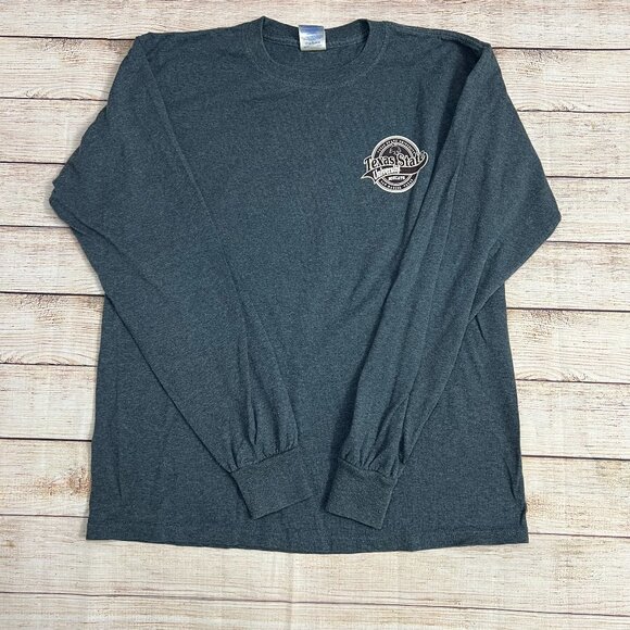 Texas State University Bobcats College Long Sleeve T-Shirt Medium Gray Gildan - Picture 1 of 8